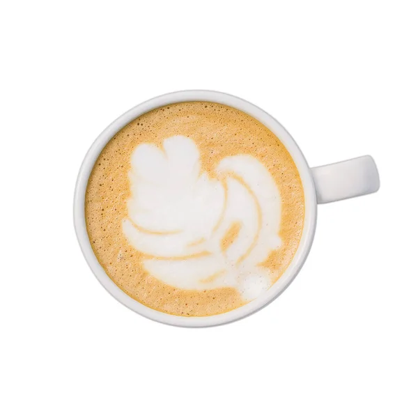 Ansicht Von Oben Praxis Hausgemachte Kaffee Latte Art Auf Tasse — Stockfoto