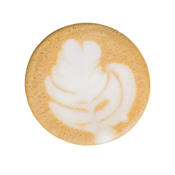 Vista Superior Textura Café Latte Arte Taza Aislado Fondo Blanco — Foto de Stock