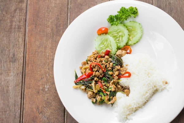Nasi Dengan Daging Babi Goreng Kayu — Stok Foto