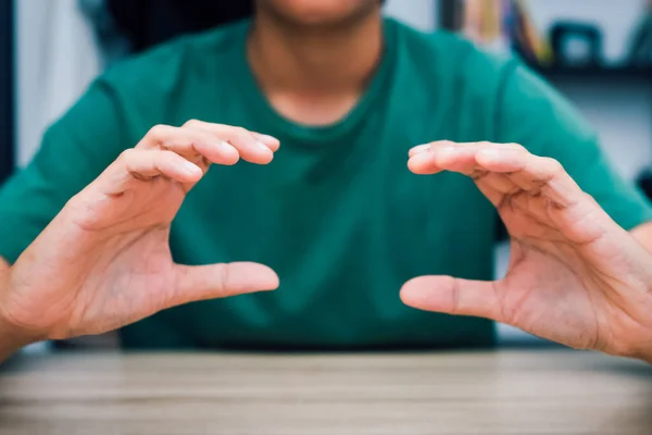 Teachers Teach Deaf Students Learn Sign Language Symbols Characteristics Supporting — Stockfoto
