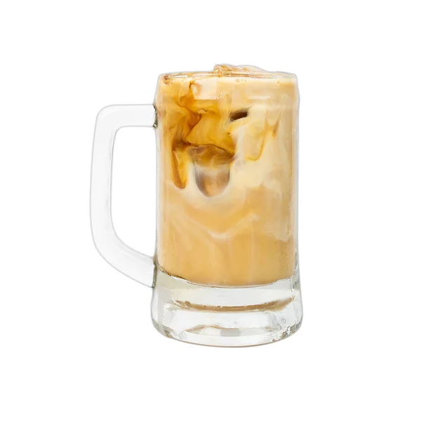 Asiatiskt Iskaffe Glas Kopp Isolerad Vit Bakgrund — Stockfoto