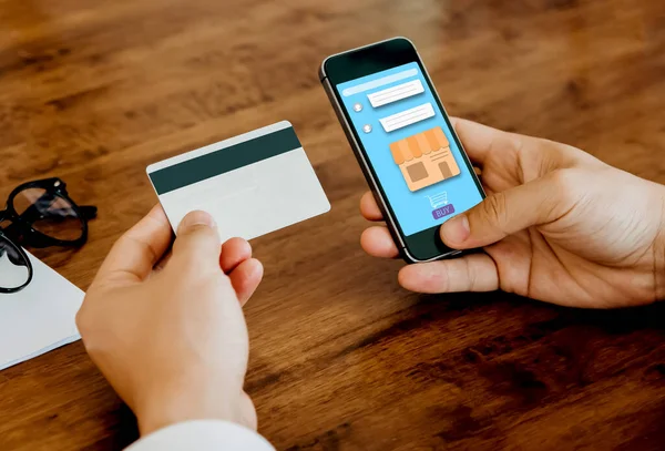 Shopping through online applications on your phone, smart phone by paying via credit card.