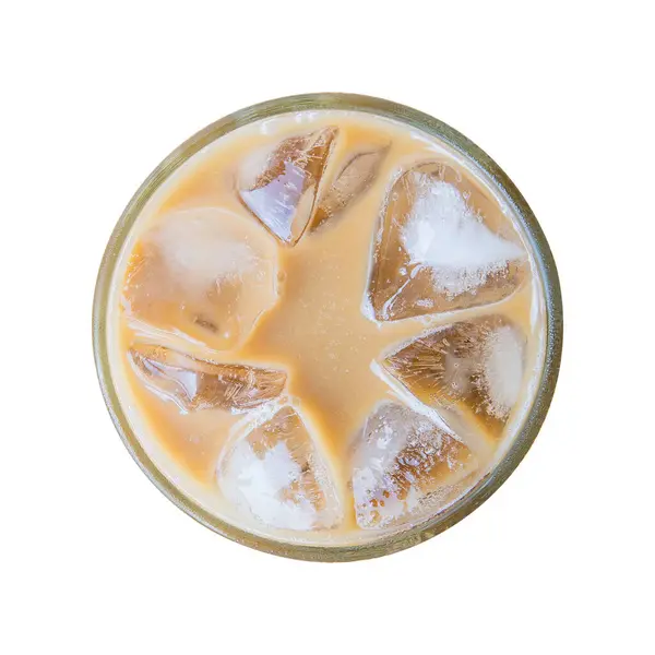トップビュー カップのバブルでアイスコーヒー 隔離された白い背景 — ストック写真
