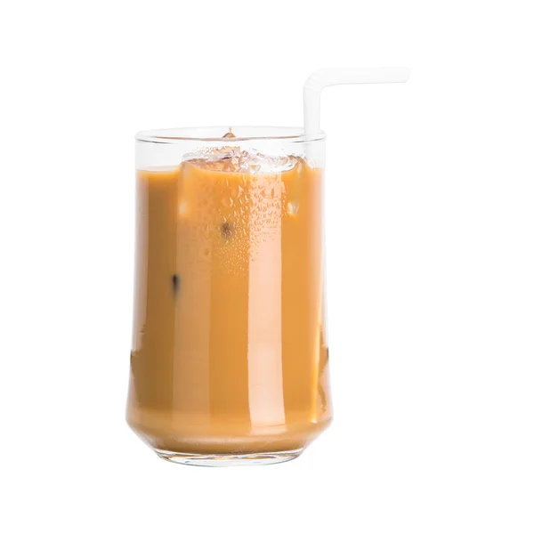 Eiskaffeetasse Auf Tasse Isoliert Weißen Hintergrund — Stockfoto