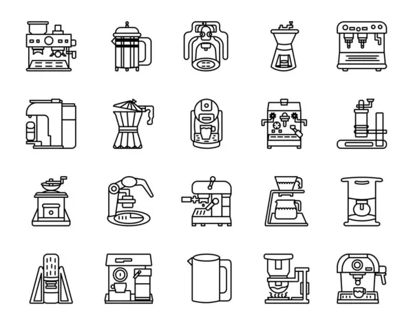 Icon Set Kaffeemaschine Und Kaffeezubehör Elektronische Und Klassische Werkzeuge Kaffee Stockfoto