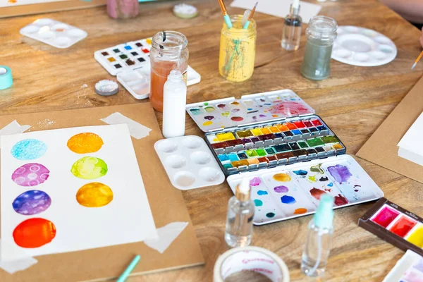 Watercolor Workshop Vibrant Watercolor Class Painting Joy Imagination — Stock Photo, Image