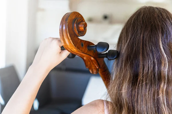 Young Cellist Embracing Beauty Music Ancient Instrument — Stock Photo, Image