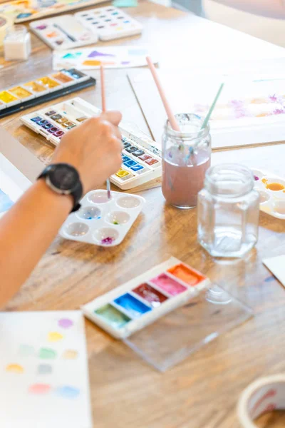 Watercolor Workshop Artistic Fellowship Women Connecting Inspiring Guided Watercolor Workshop — Stock Photo, Image