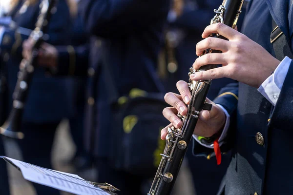 stock image Wind instrument music band making music on the street.