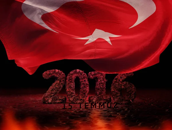 2016 Drapeau Turc Turquie Turquie Arrière Plan — Photo