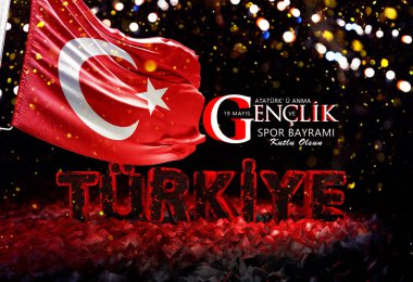 19 Mayıs, Gençlik Günü, Türk Bayrağı - Türkiye Arkaplan Tasarımı