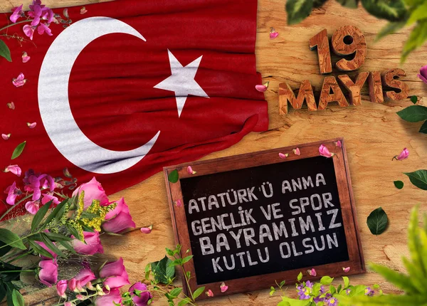 Maggio Giornata Della Gioventù Bandiera Turca Turchia Background Design — Foto Stock