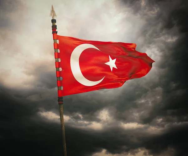 Flaga Turecka Turcja Kontekst Projektu — Zdjęcie stockowe