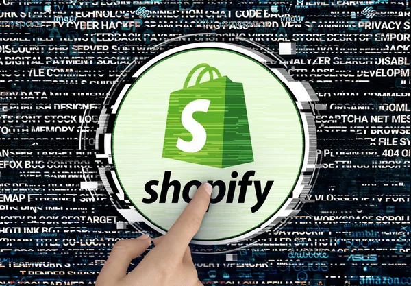 Shopify ソーシャルメディアやニュースサイトで使用するためのロゴデザイン — ストック写真