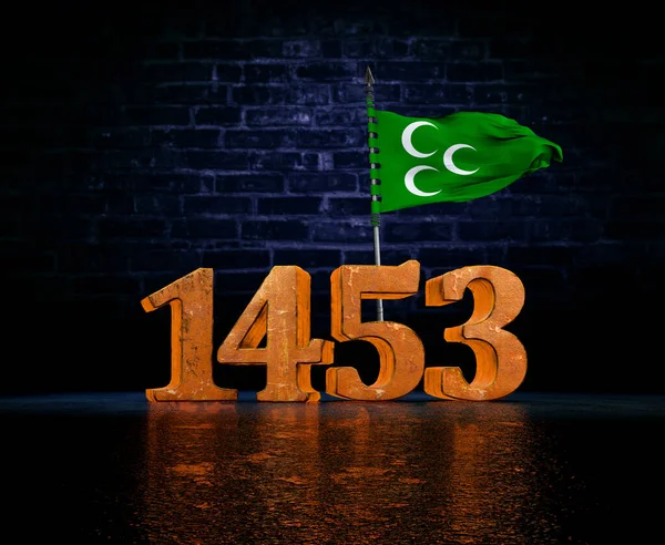 Osmanská Vlajka Říše Textový Obrázek Osmanská Říše — Stock fotografie