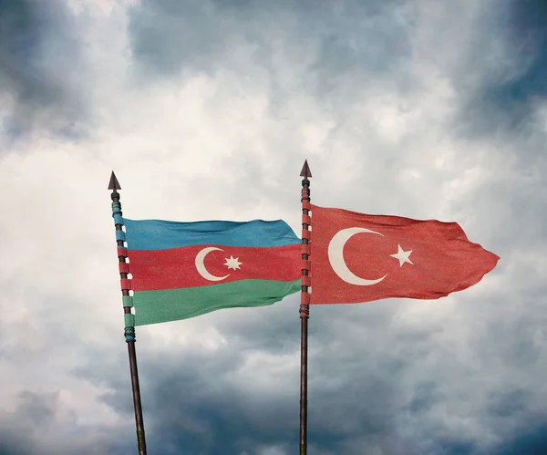 Azerbaijan Flag and Turkiye Flag