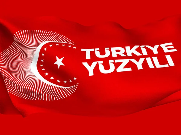 Turkiye Century Turkiets Flagga Och Party Slogan — Stockfoto