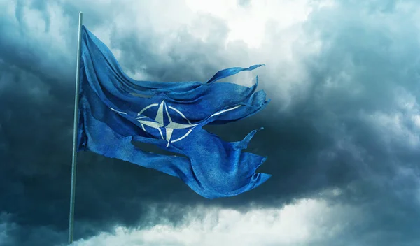 Nato Flag Észak Atlanti Szerződés Szervezete Nato — Stock Fotó