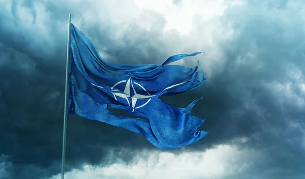 Nato Flag Észak Atlanti Szerződés Szervezete Nato — Stock Fotó