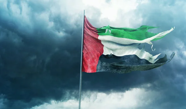 United Arab Emirates Flag, Flag Waving in the Sky