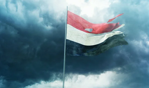 Jemen Zászló Jemeni Köztársaság — Stock Fotó