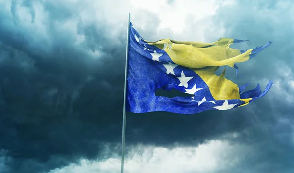 Σημαία Βοσνίας Ερζεγοβίνης Βοσνία Ερζεγοβίνη Δημοκρατία Της Βοσνίας Ερζεγοβίνης — Φωτογραφία Αρχείου