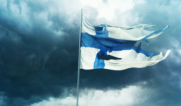 Фінляндський Прапор Фінляндія — стокове фото