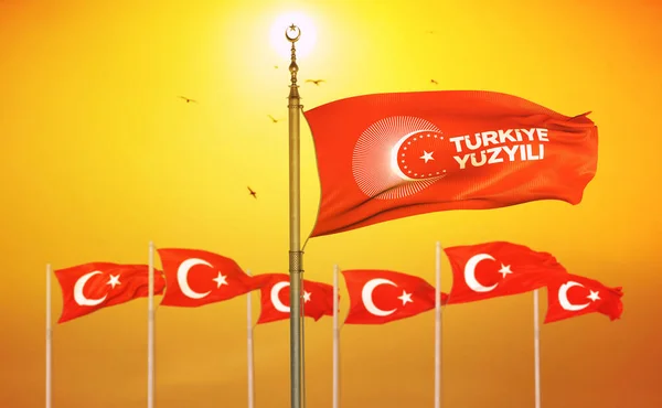 Turkiye Century Drapelul Turciei Sloganul Partidului — Fotografie, imagine de stoc