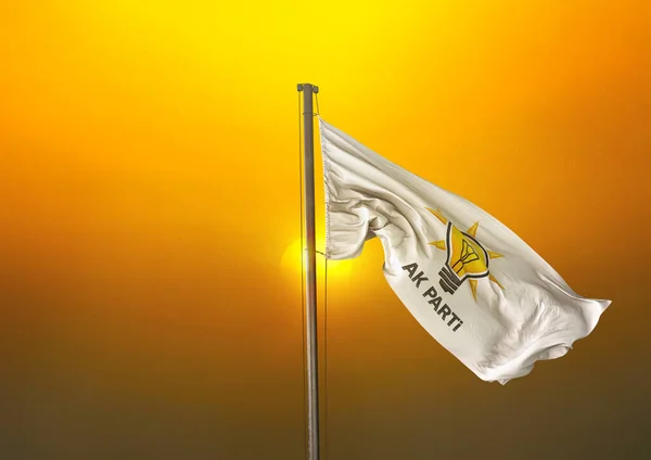 Σημαία Akparty Σημαία Akp Που Κυματίζει Στην Ανατολή — Φωτογραφία Αρχείου