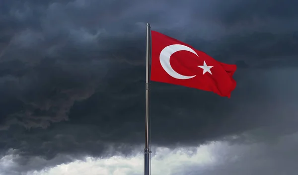 Türk Bayrağı Türk Bayrağı Gökte Dalgalanıyor — Stok fotoğraf