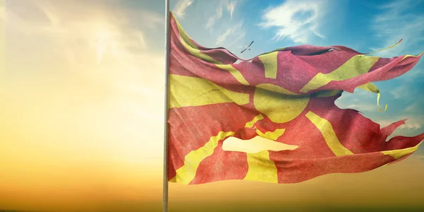 Macedónia Bandeira República Macedónia Desenho Visual — Fotografia de Stock