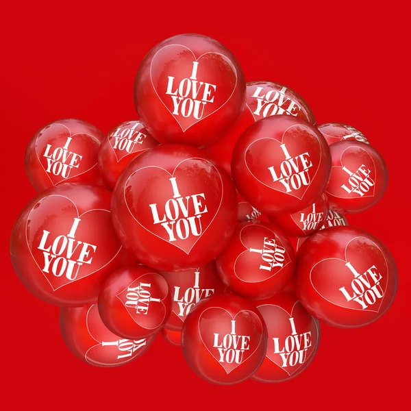 Amo Amor Balões Vermelhos — Fotografia de Stock