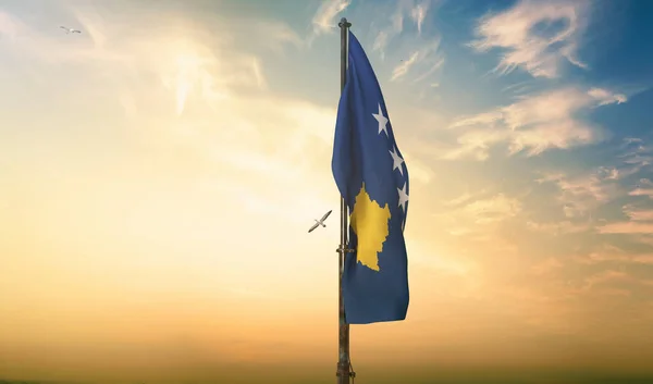 Косово Прапор Республіки Косово Візуальна Робота Дизайну — стокове фото