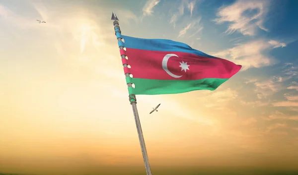 Bandeira Azerbaijão República Azerbaijão — Fotografia de Stock