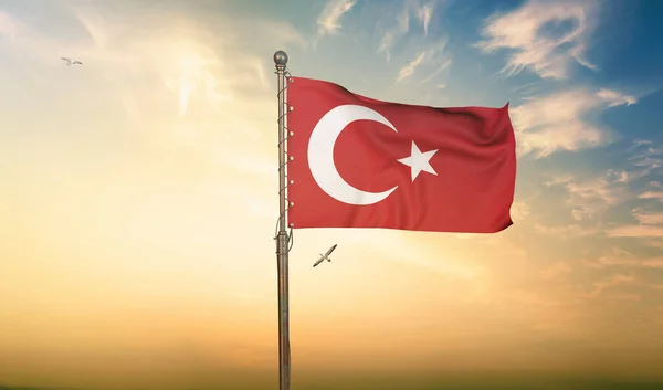 Σημαία Τουρκίας Τουρκική Δημοκρατία Πρόκειται Για Έργο Εικαστικού Σχεδιασμού — Φωτογραφία Αρχείου