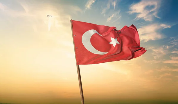 Flaga Turcji Republiki Turcji Jest Projekt Graficzny — Zdjęcie stockowe