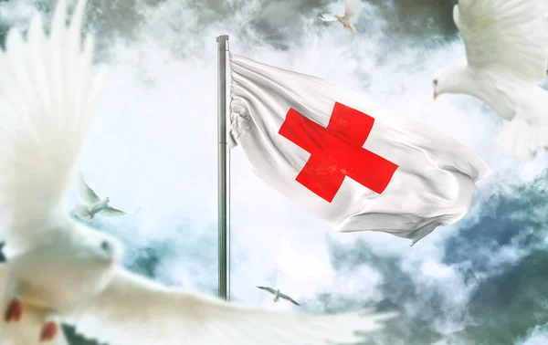 Flagge Des Internationalen Roten Kreuzes Ist Eine Visuelle Designarbeit — Stockfoto