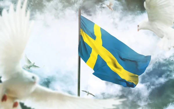Sweden Swedish Kingdom Sweden Flag Visual Design Work — Stock Photo, Image