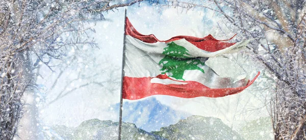 Lübnan Lübnan Cumhuriyeti Bayrağı — Stok fotoğraf