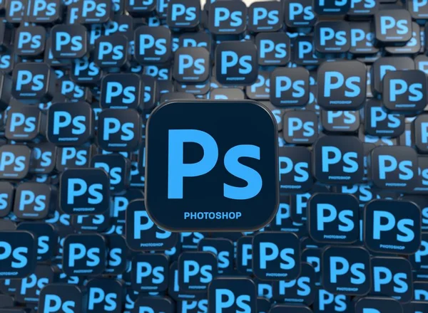 Adobe Photoshop Logo Fotoshopu Sociální Média Vizuální Design — Stock fotografie