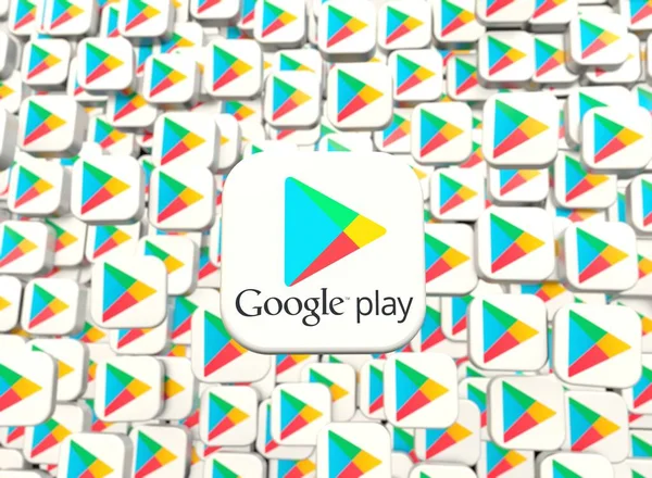 Google Play Store Логотип Магазина Google Play Визуальный Дизайн Социальных — стоковое фото