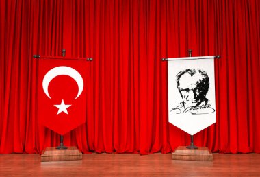 Atatürk, Türk Bayrağı, Türkiye 3D Görsel Bayrak Tasarımı