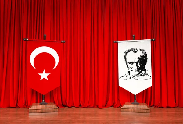 Ατατούρκ Τουρκική Σημαία Τουρκία — Φωτογραφία Αρχείου