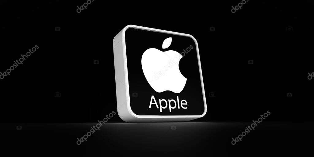 Apple logo, Social media image - istanbul, Turkey - July 10, (3D Rendering)