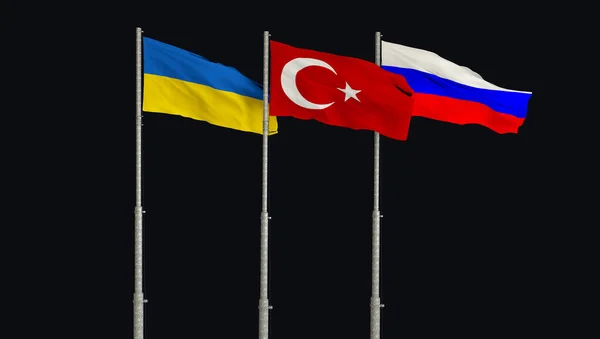 Державний Прапор України Туреччина Росія Жовтий Синій Національний Прапор Візуальна — стокове фото