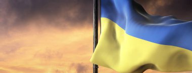 Ukrayna eyalet bayrağı - Sarı ve mavi ulusal bayrak. bir görsel tasarım çalışması - istanbul, Türkiye - 30 Ağustos (3D Hazırlama)