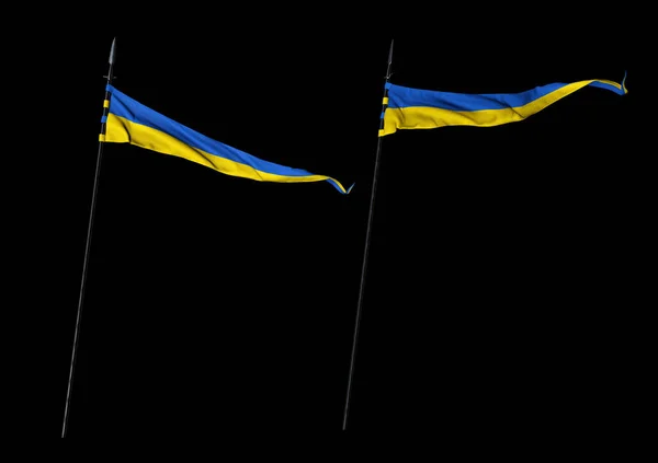 乌克兰国旗 黄色和蓝色国旗 视觉设计作品 土耳其伊斯坦布尔 8月30日 3D渲染 — 图库照片