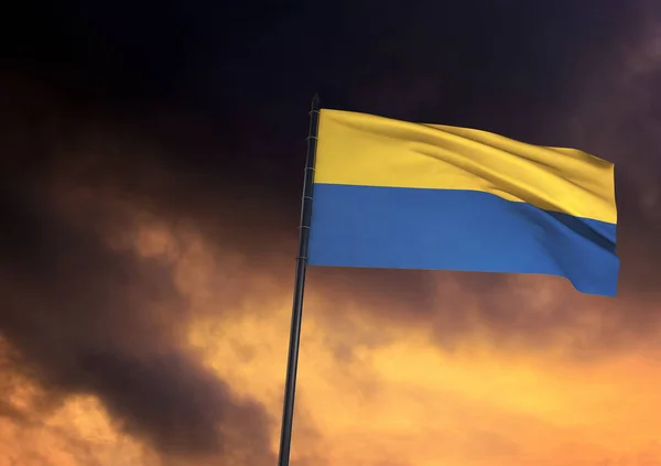 ウクライナの国旗 黄色と青の国旗 ビジュアルデザインワーク イスタンブール トルコ 8月30日 3Dレンダリング — ストック写真
