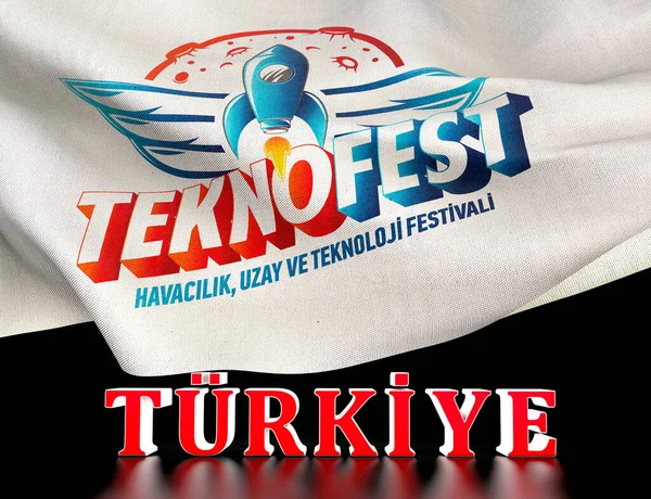 Teknofest Krocaní Vlajka Textová Prezentace Translate Turkiye Bayragi Vizuální Design — Stock fotografie