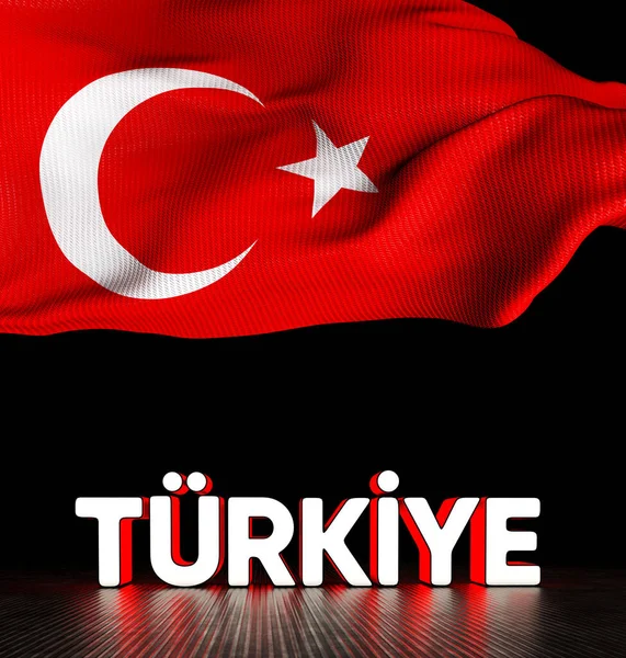 Turkey Flag Dan Presentasi Teks Terjemahan Turkiye Bayragi Desain Visual — Stok Foto